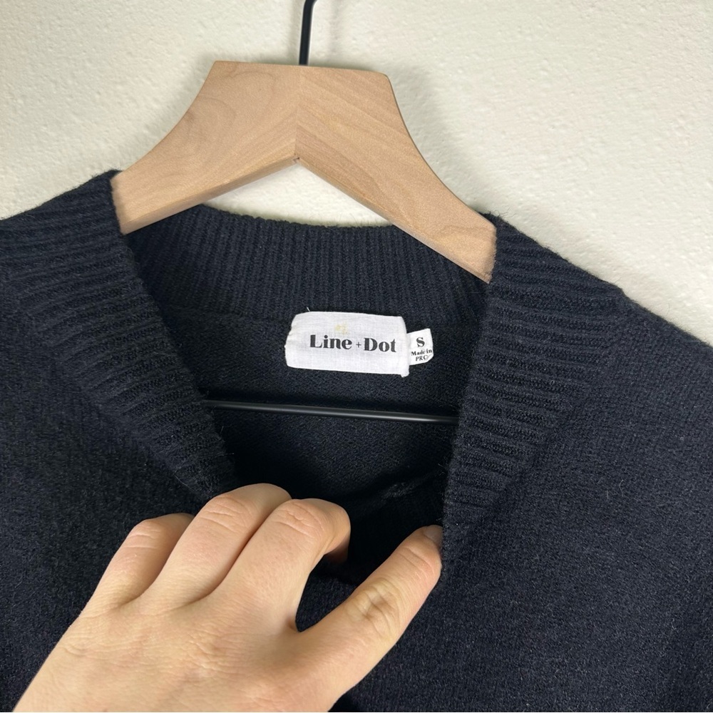 Anthropologie LINE & DOT Small Chic Black Chunky Ruffle Sleeve Pullover Sweater - Picture 3 of 6